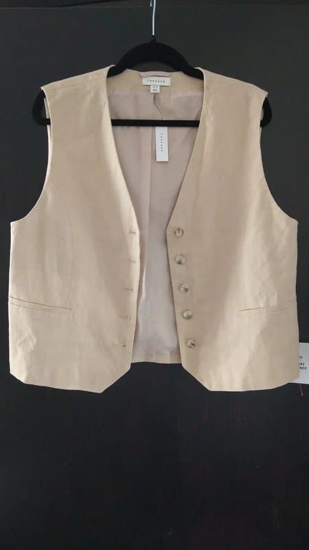 Topshop Light pink linen mix topshop waistcoat uk 14