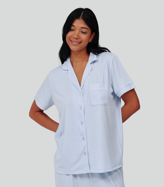 Loungeable Women's Blue Short Sleeve Top and Trousers Pyjama Set Loungeable New Look - 2