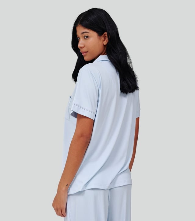Loungeable Women's Blue Short Sleeve Top and Trousers Pyjama Set Loungeable New Look - 3