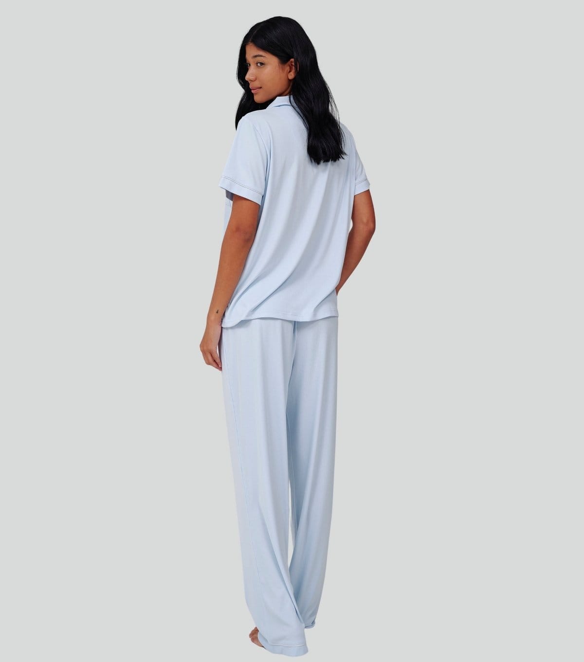 Loungeable Women's Blue Short Sleeve Top and Trousers Pyjama Set Loungeable New Look - 4