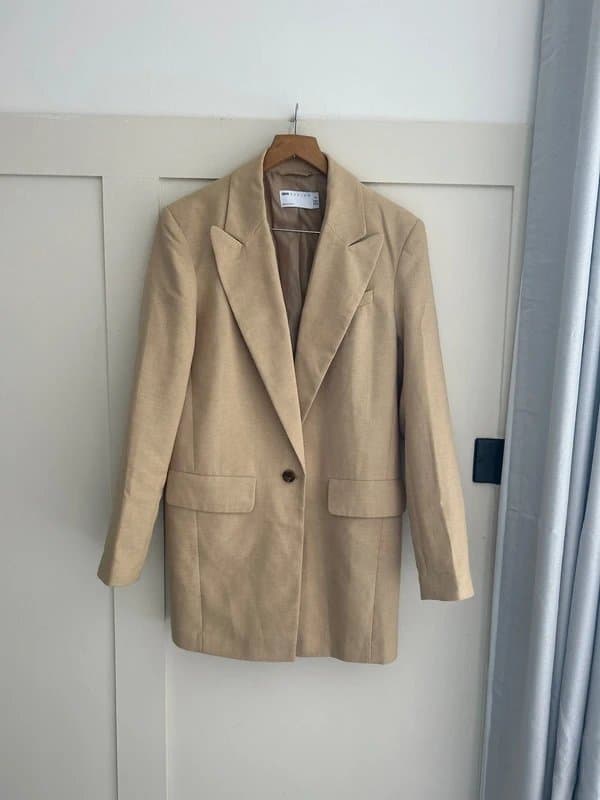 ASOS Asos Design Tall Linen Blend Longline Blazer – Size UK 10