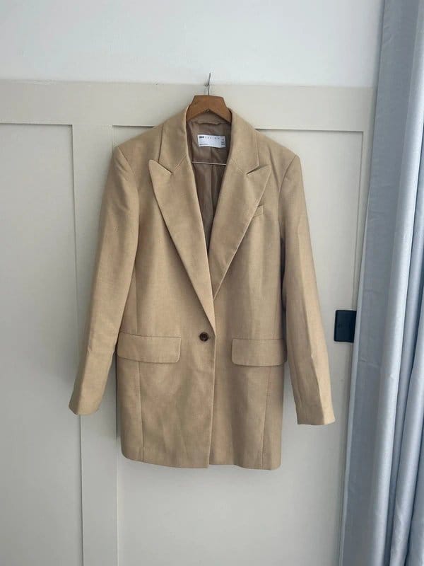 ASOS Beige Linen Blend Longline Blazer – Size UK 10