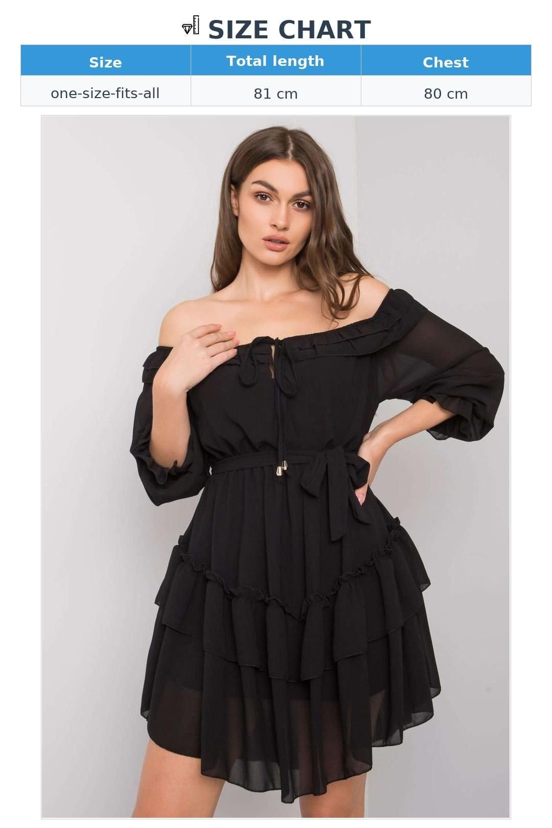 Love Lace Love Lace Women's Spanish Frill Tie Waist 3/4 Sleeve Dress in Black - 4