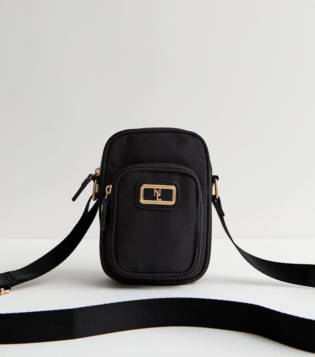 New Look Black Logo Charm Phone Bag New Look - 2