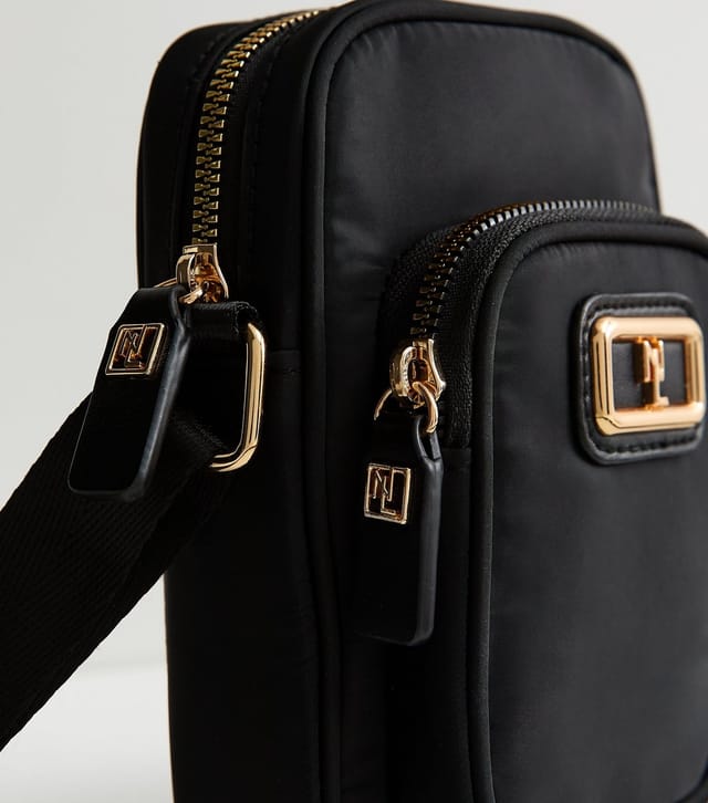 New Look Black Logo Charm Phone Bag New Look - 3