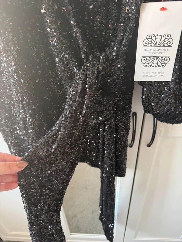 Never Fully Dressed Never Fully Dressed Black Sequin Wrap Mini Dress Vienna UK 24 BNWT Party