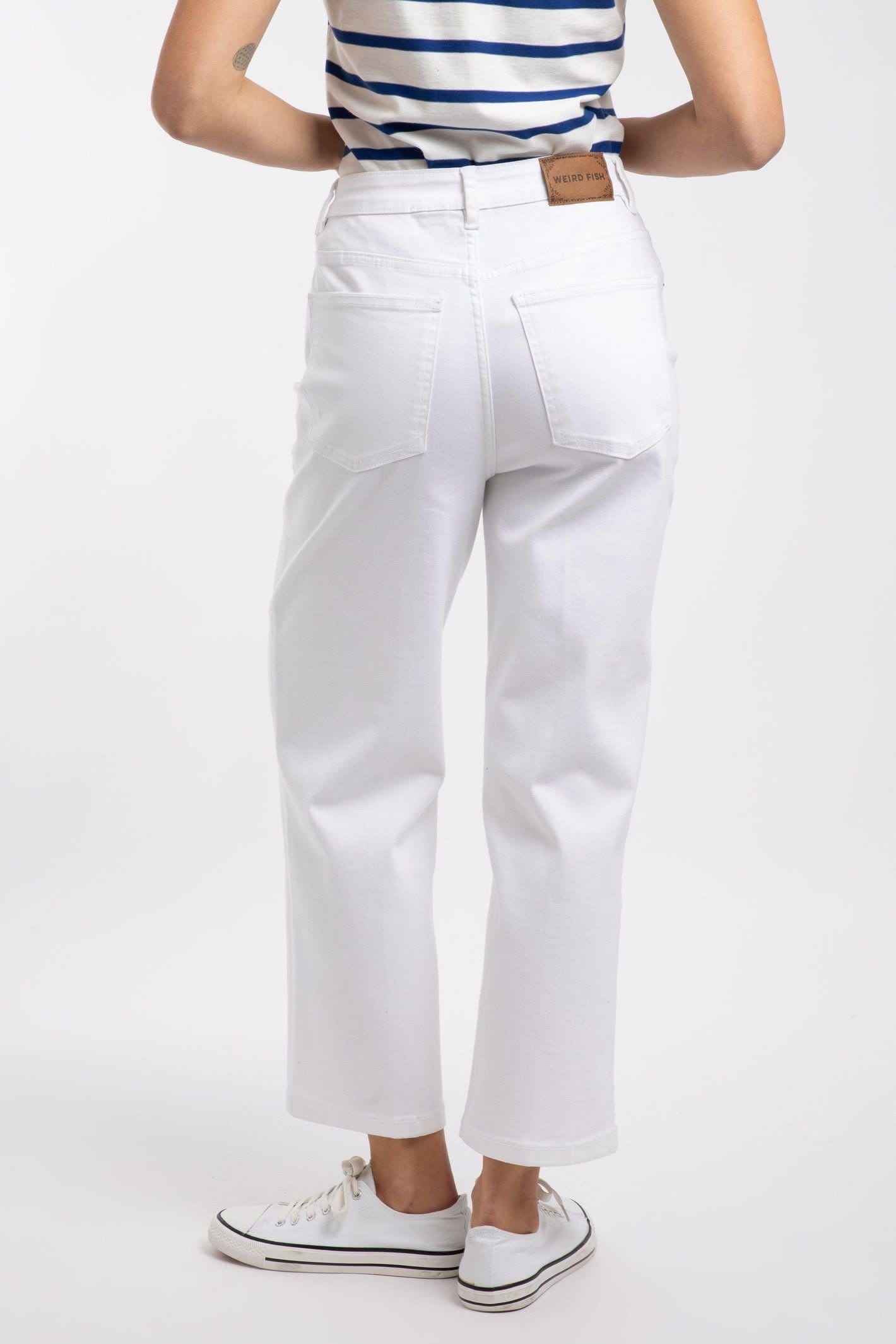 Weird Fish Weird Fish Women's Soulina Wide Leg Cropped Denim Jeans in White - 4