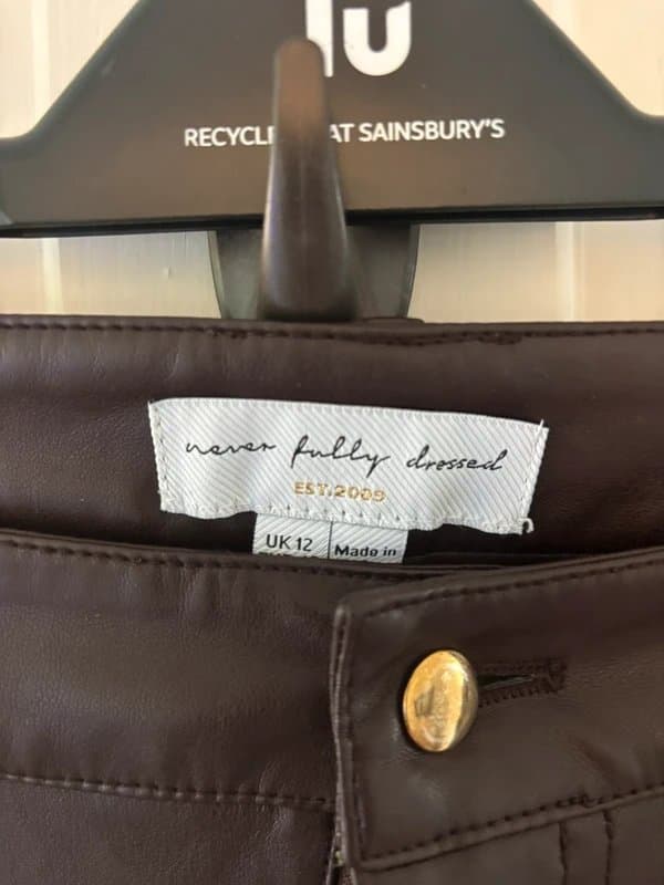 Never Fully Dressed Never Fully Dressed Vegan Leather Trousers - size 12