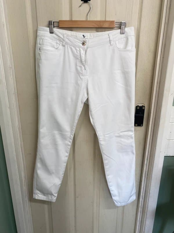 TU Tu White Skinny Stretch Jeans -Size 14 Short (4)