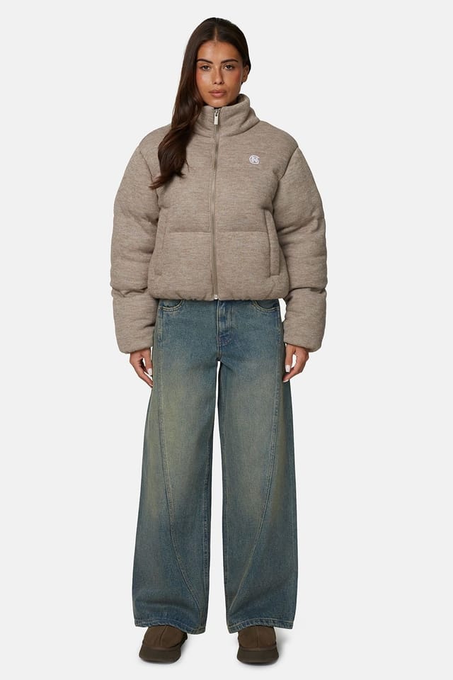 Good For Nothing Good For Nothing Women's Knitted Padded Jacket in Taupe - 3