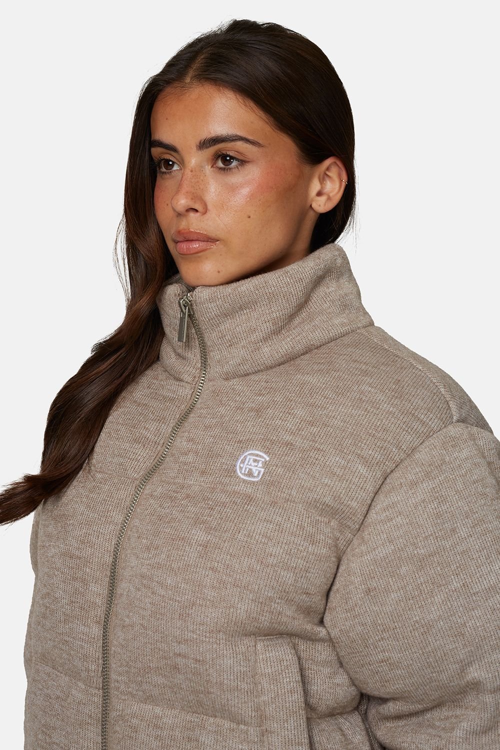 Good For Nothing Good For Nothing Women's Knitted Padded Jacket in Taupe - 4