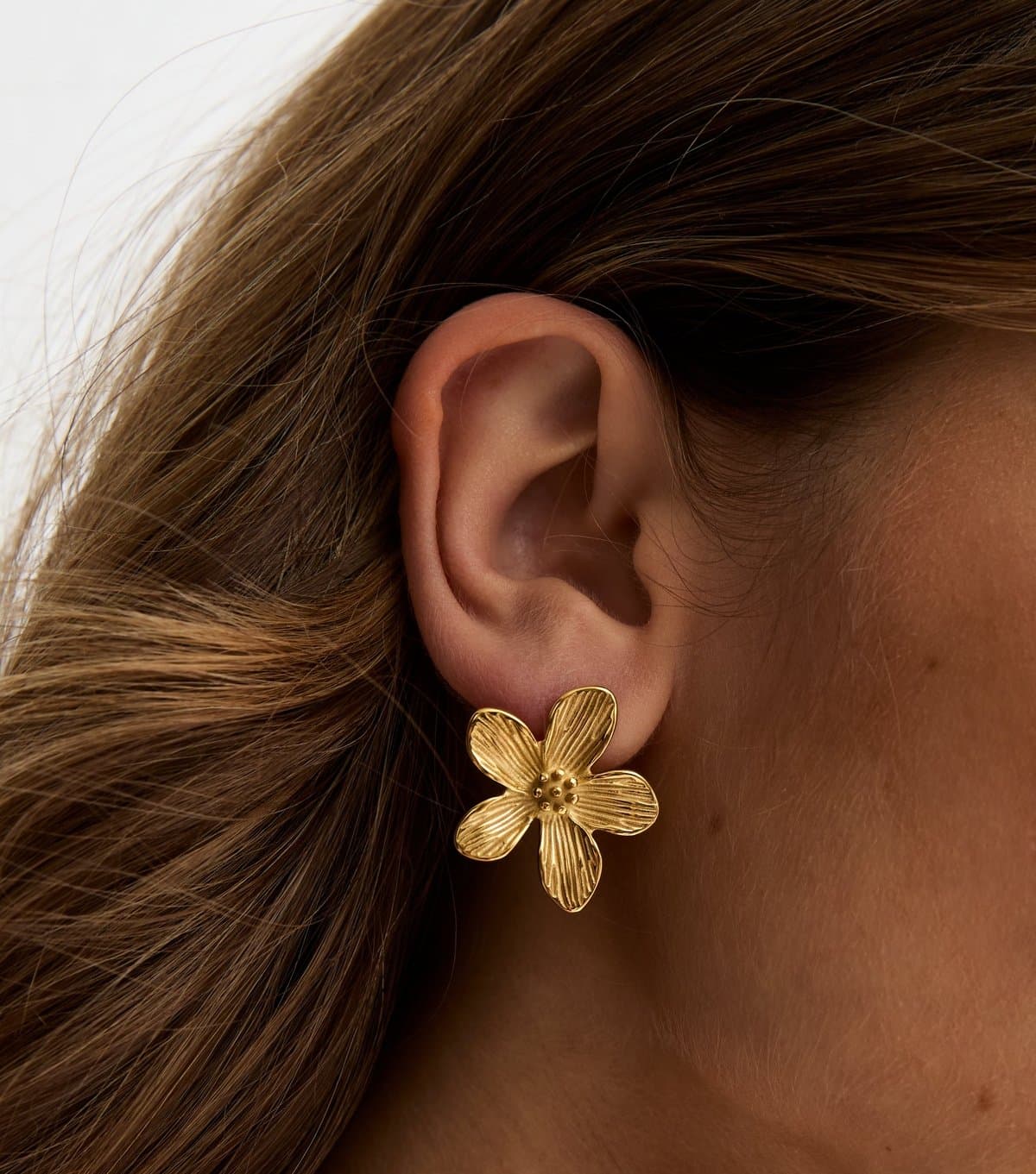 New Look Gold Tone Waterproof Flower Stud Earrings New Look