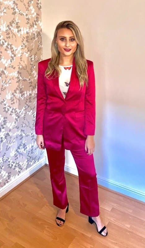 ASOS Pink Satin Suit; Blazer, Belt & Trousers 💖