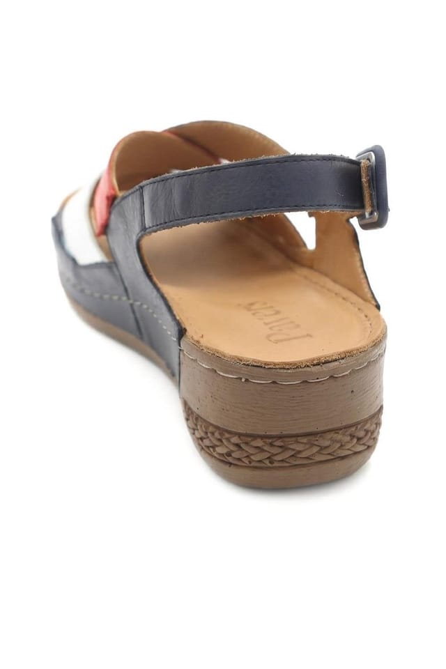 Pavers Pavers Women's Strappy Buckled Leather Sandals in Navy - 3