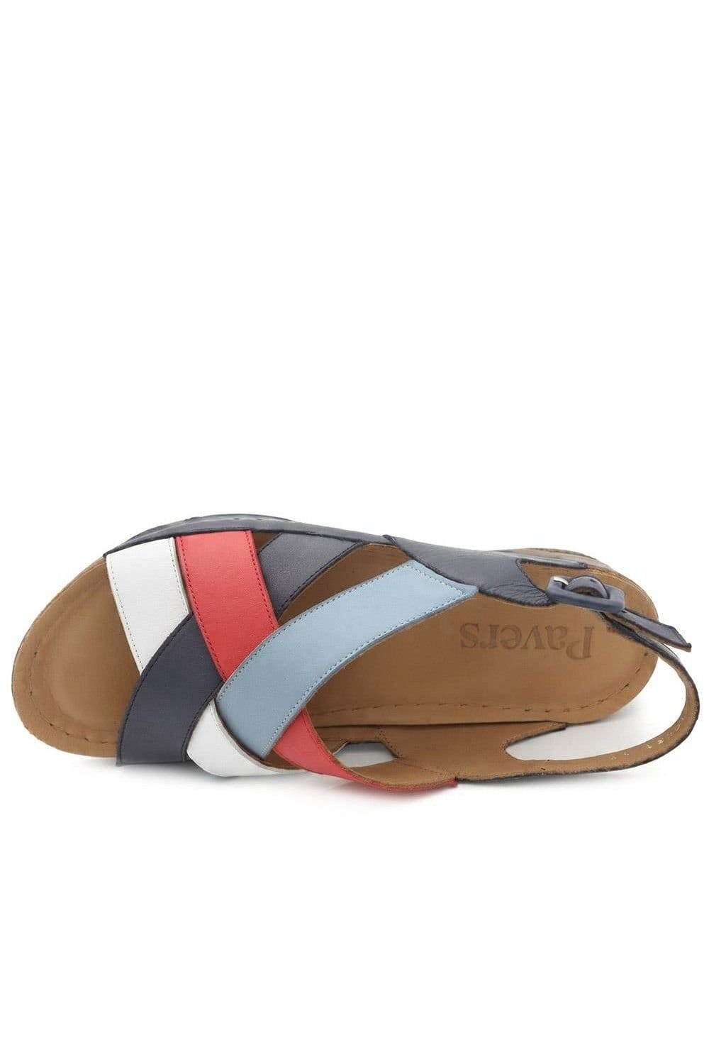 Pavers Pavers Women's Strappy Buckled Leather Sandals in Navy - 4