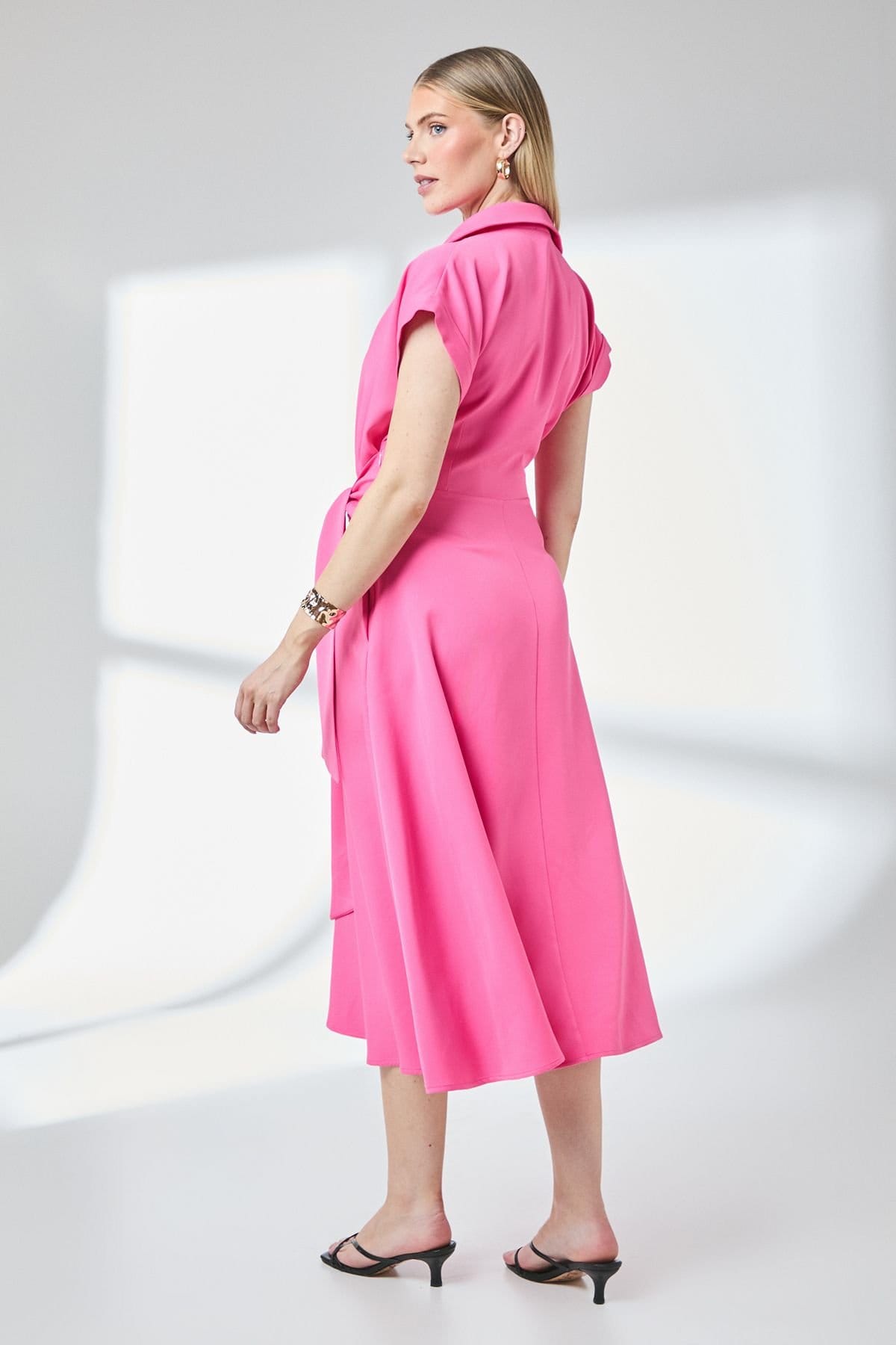 Principles Principles Women's Front Tie Shirt Midi Dress in Pink - 4