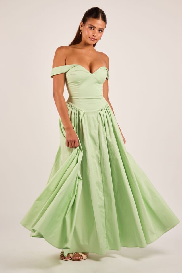 Jaded Rose Jaded Rose Women's Hannah Sage Green Off-Shoulder Sweetheart Gown Maxi Dress in Pale Green - 2