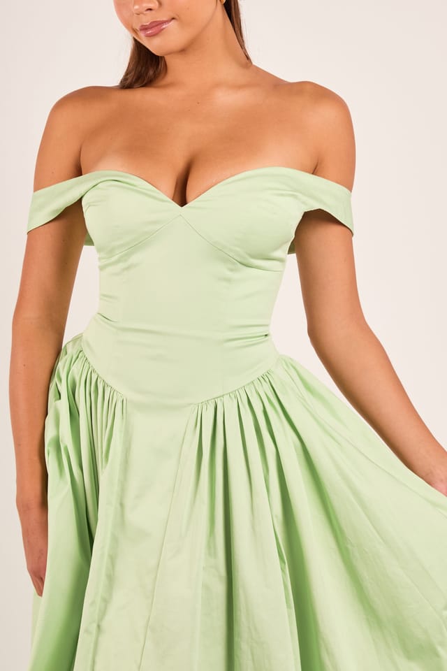Jaded Rose Jaded Rose Women's Hannah Sage Green Off-Shoulder Sweetheart Gown Maxi Dress in Pale Green - 3