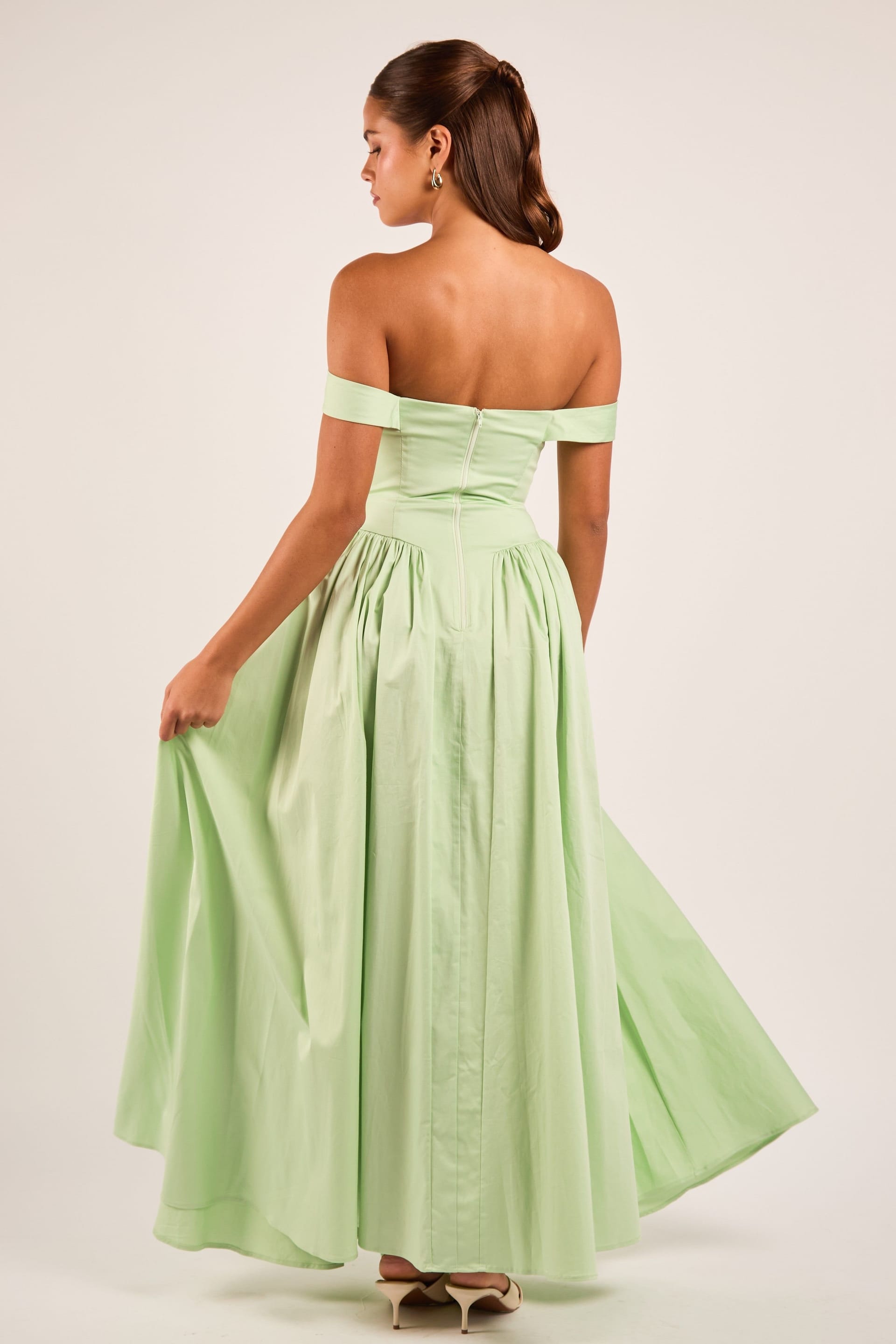 Jaded Rose Jaded Rose Women's Hannah Sage Green Off-Shoulder Sweetheart Gown Maxi Dress in Pale Green - 4
