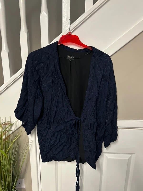 Topshop (I109p) navy tie front floral blazer topshop 8
