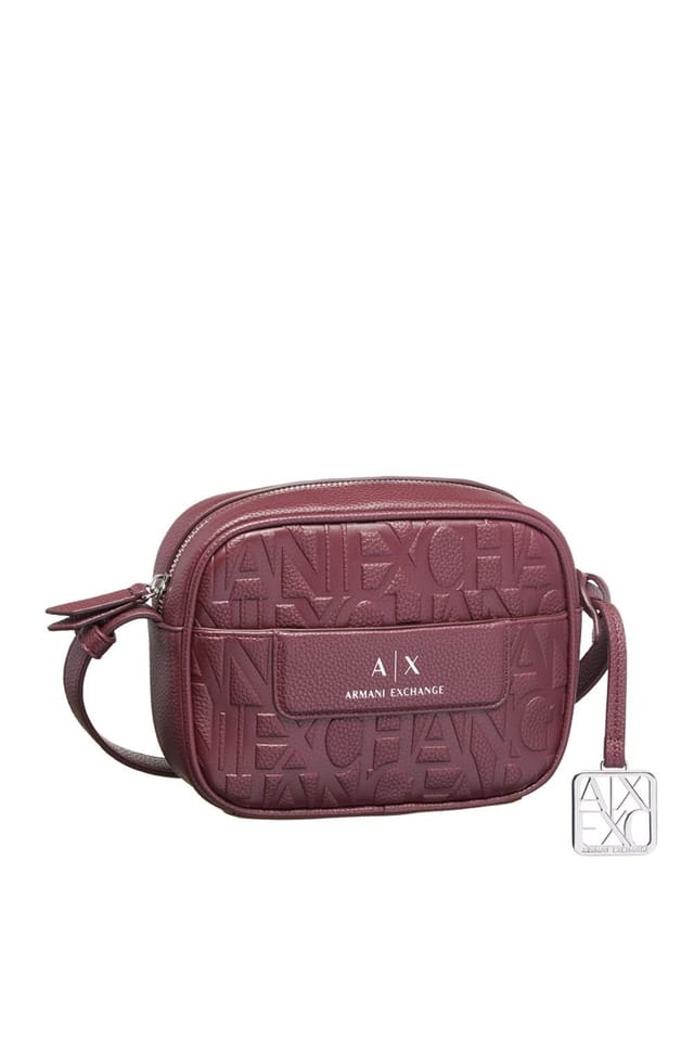 Armani Exchange Armani Exchange Women's Liz EmbossedAll Over Camera Bag Burgundy - 2