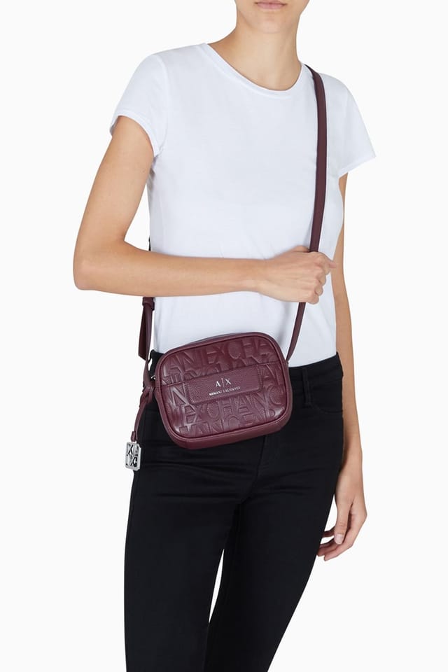 Armani Exchange Armani Exchange Women's Liz EmbossedAll Over Camera Bag Burgundy - 3