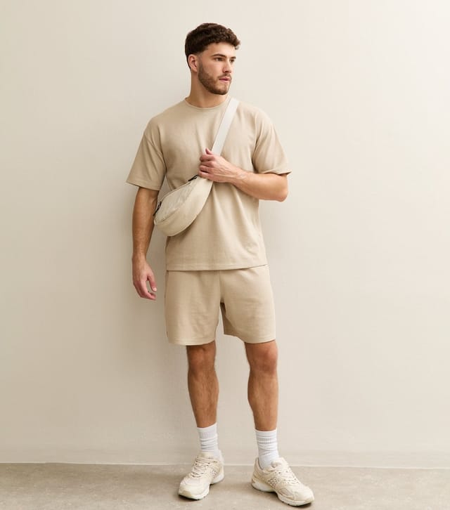 New Look Men's Tan Waffle Oversized Texture T-Shirt New Look - 3