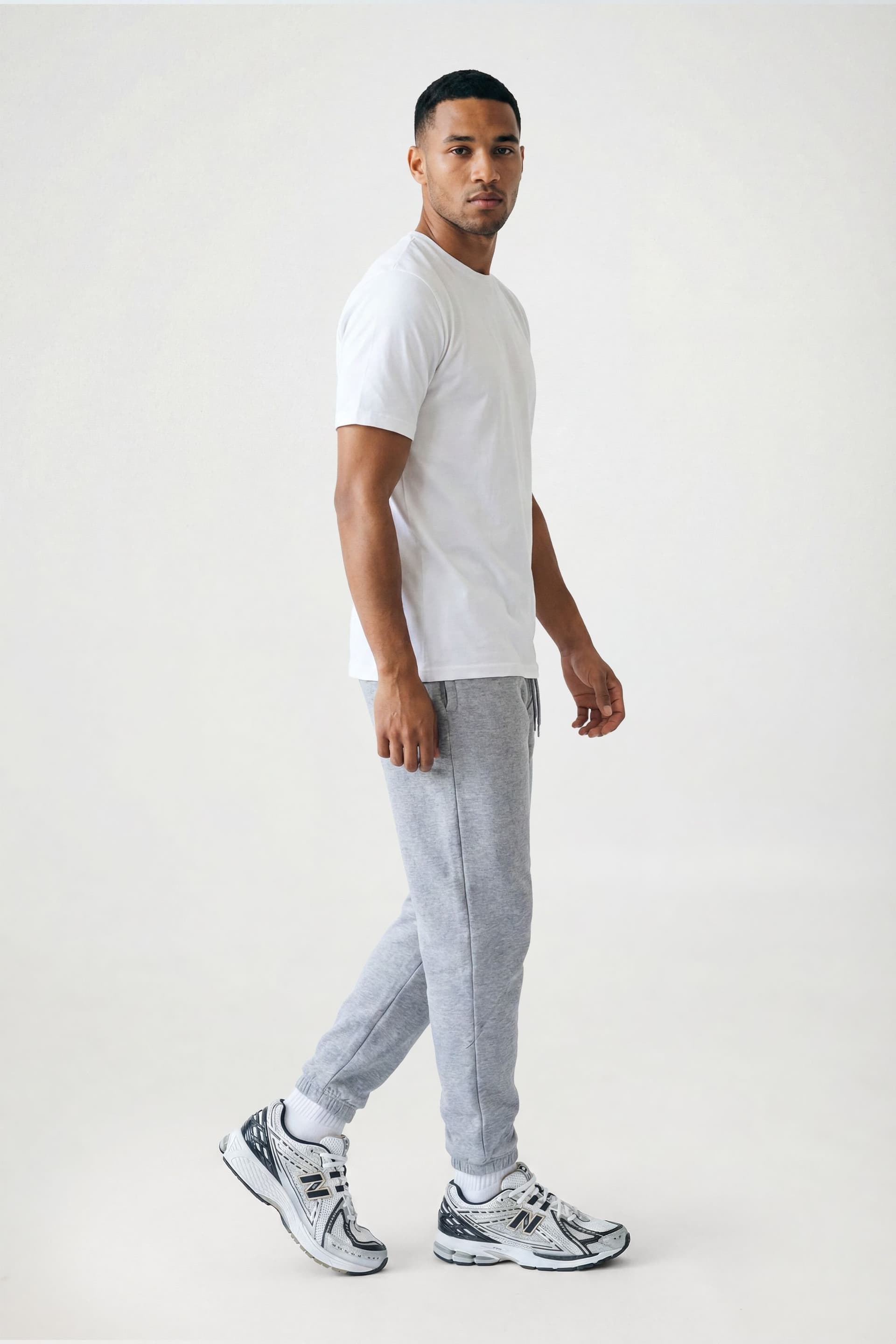 CICAY CICAY Men's Rib Hem Drawstring Joggers - Cotton Blend Tapered