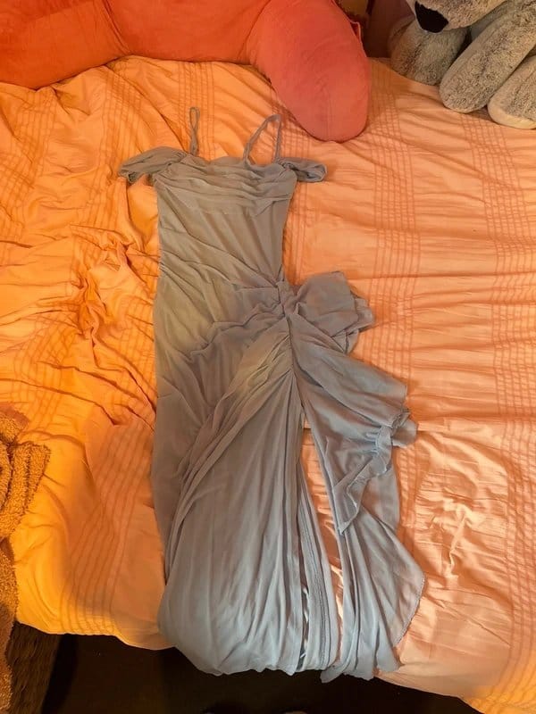 SHEIN Light Blue Off-Shoulder Maxi Dress
