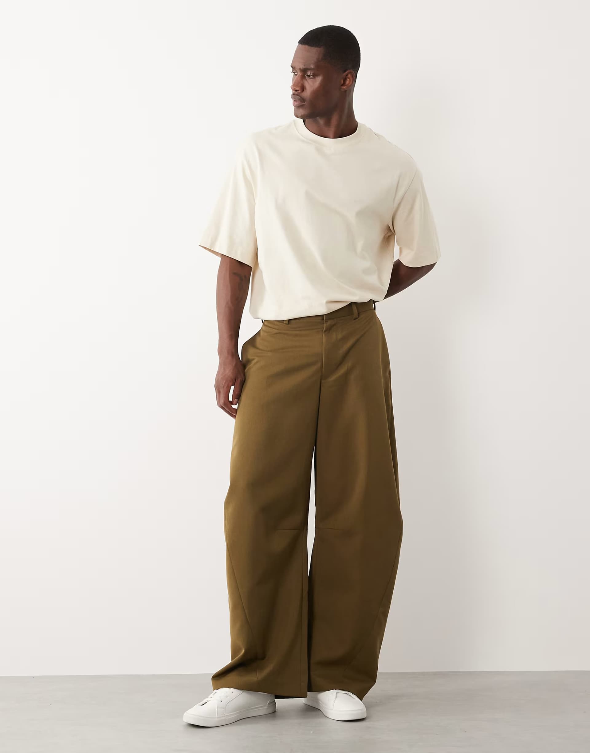 ASOS ASOS DESIGN Olive Green Barrel Trousers