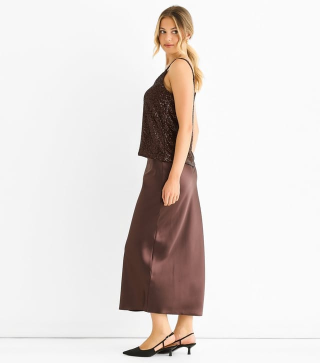 Gini London Women's Brown Sequin V-Neck Cami Top Gini London New Look - 3