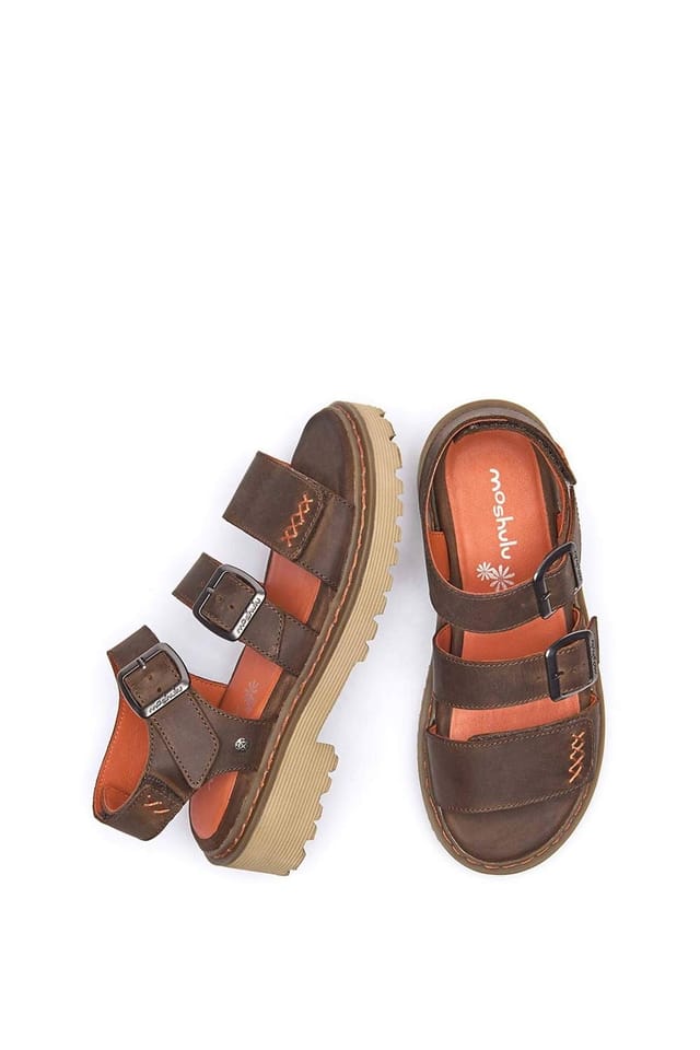 Moshulu Moshulu Women's 'Diantha' Chunky Adjustable City Sandals in Brown - 2