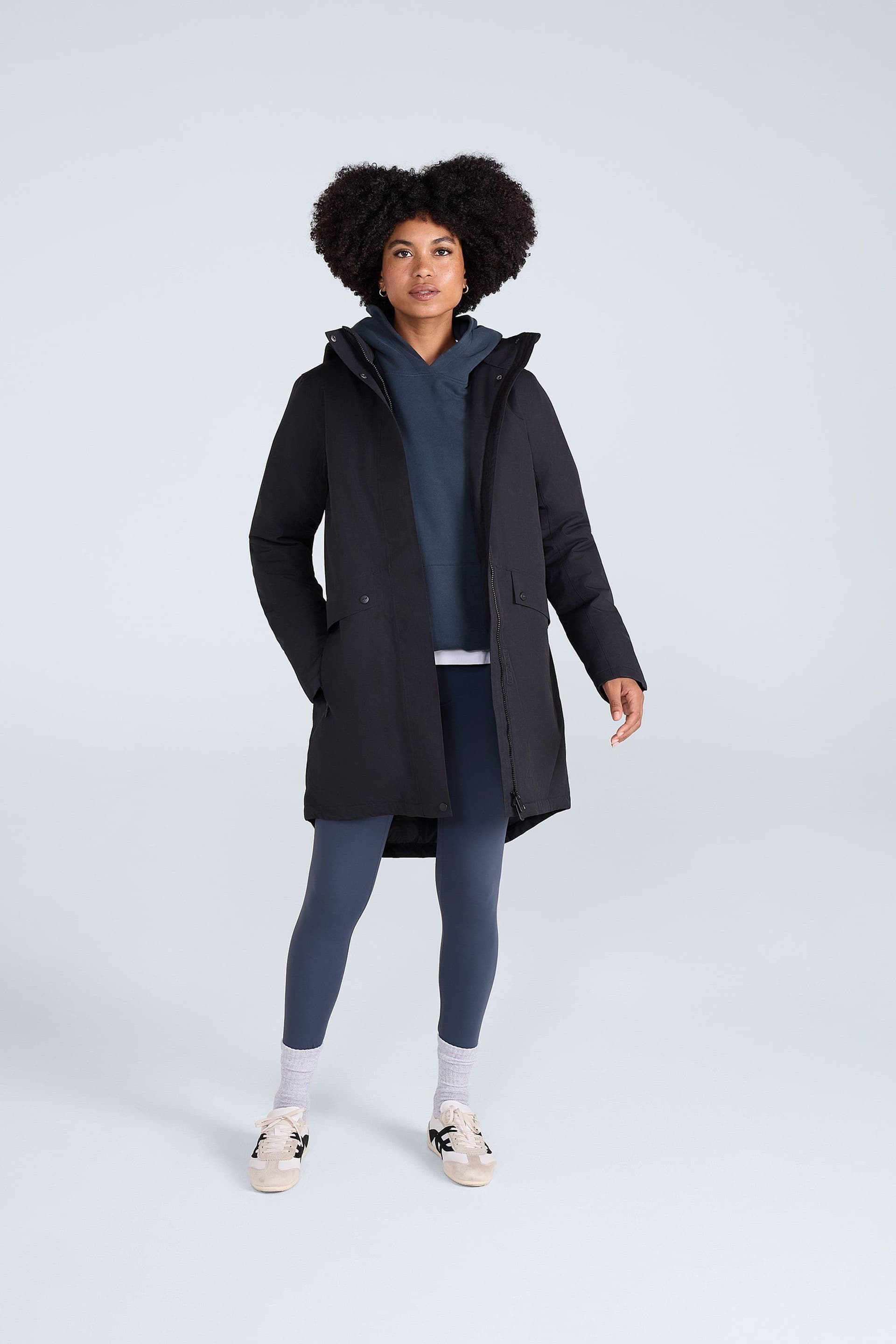 Animal Animal Women's 'Lisbon' Waterproof Warm Fleece Lined Adjustable Hood Full Zip Jacket in Black