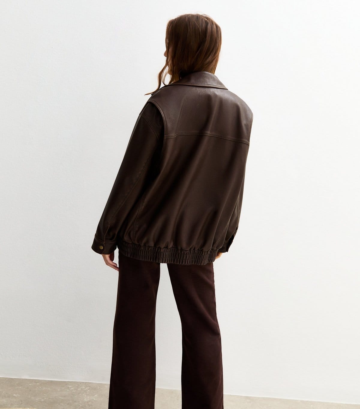 New Look Women's Dark Brown Oversized Washed Faux Leather Jacket New Look - 4