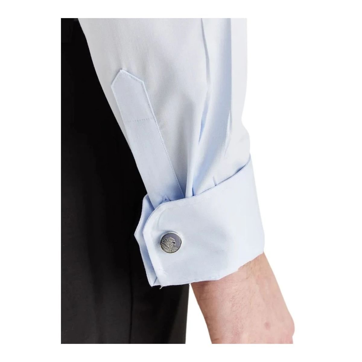 Paul Andrew Paul Andrew Men's Classic Dress Shirt Double Cuff Cutaway Collar Formal in Blue - 4