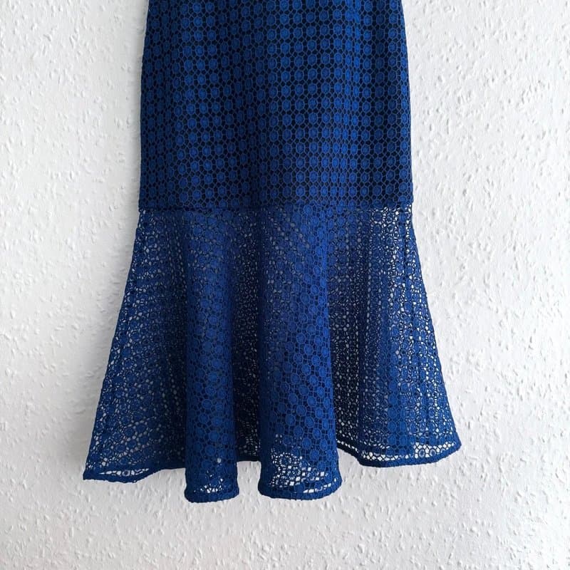 Self-Portrait New Women’s Self-Portrait Blue Lace Sweetheart Midi Strapeless Dress (RRP£430)