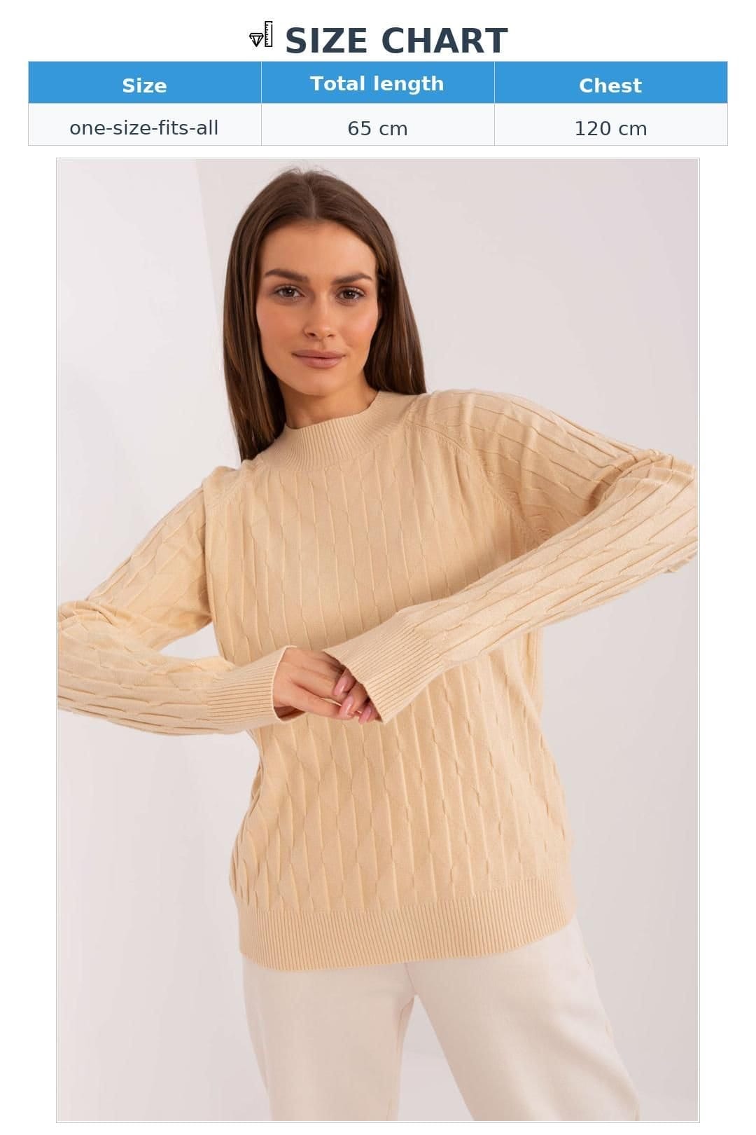 Love Lace Love Lace Women's Variegated Texture Round Neck Sweater in Beige - 4