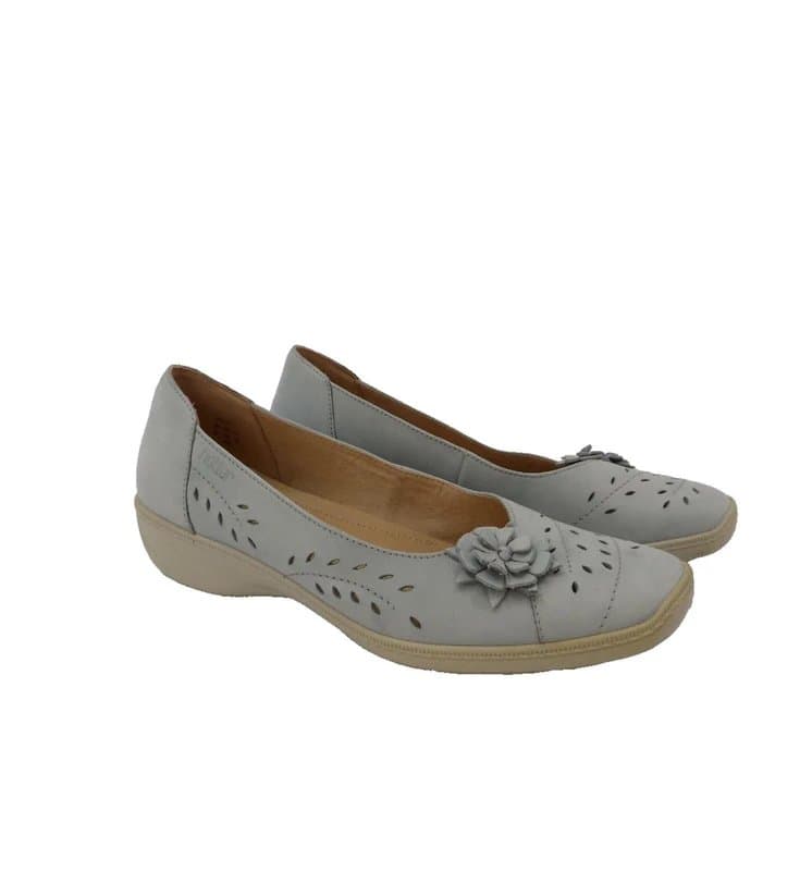 Hotter Hotter Flat Shoes Blue Leather UK 8 EU 42 Womens Low Heel Ballerina Comfort Pump