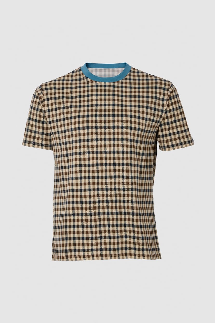 Aquascutum Aquascutum Men's Club Check T-Shirt Avio in Blue - 1