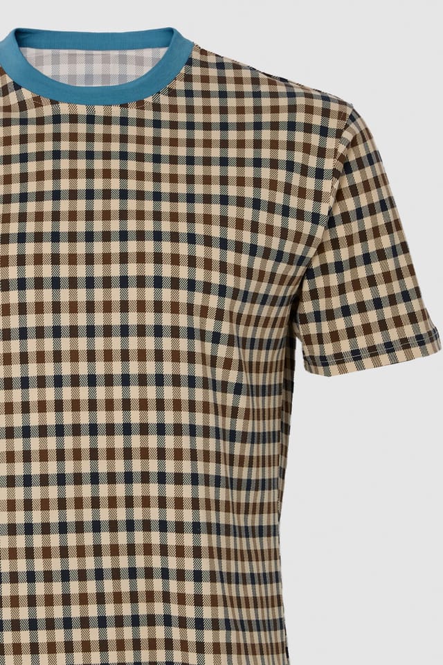 Aquascutum Aquascutum Men's Club Check T-Shirt Avio in Blue - 2