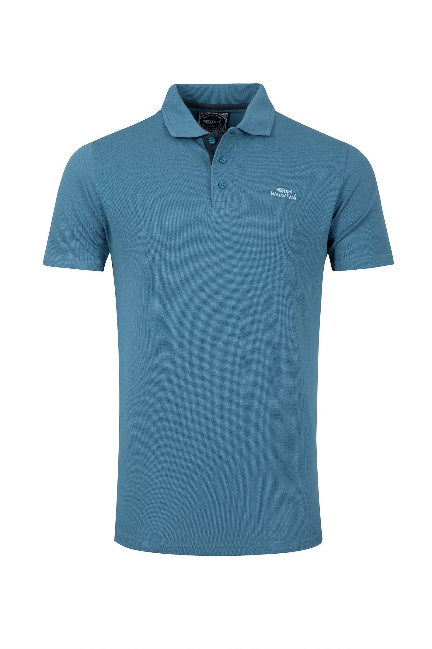 Weird Fish Weird Fish Men's Miles Pique Polo Shirt in Duck Egg Blue - 2