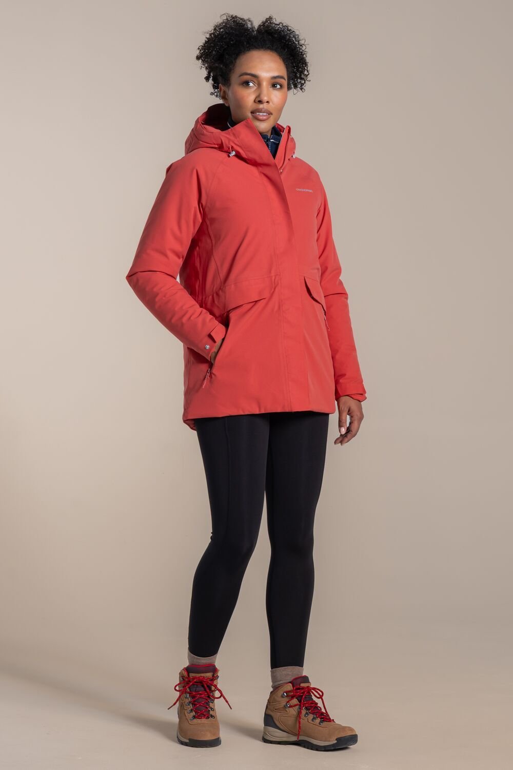 Craghoppers Craghoppers Women's Caldbeck Thermic Hooded Waterproof Breathable Padded Jacket in Red - 3