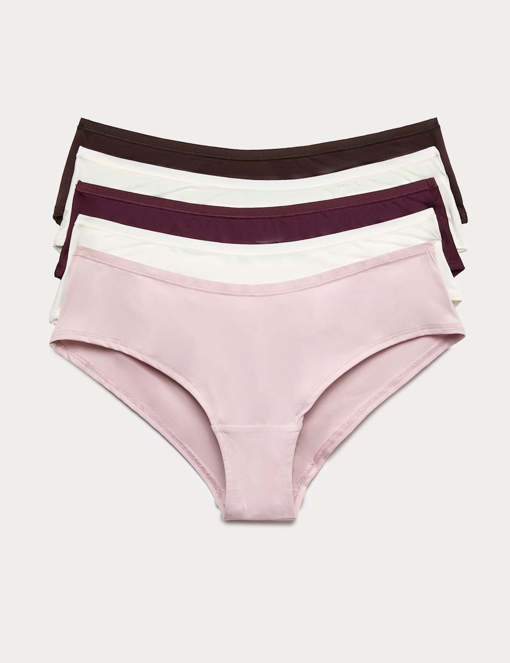 M&S 5 Pack Microfibre Hipster Knickers Bitter Chocolate