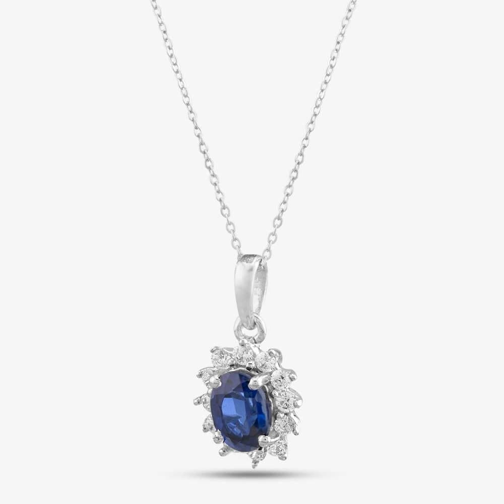 T.H.Baker T.H.Baker Women's 9ct White Gold Sapphire Necklace