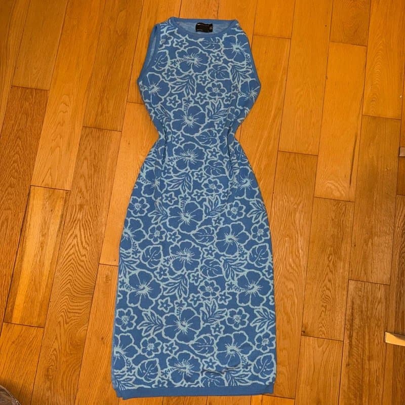 ASOS Asos design Knitted Hibiscus Floral Maxi Dress