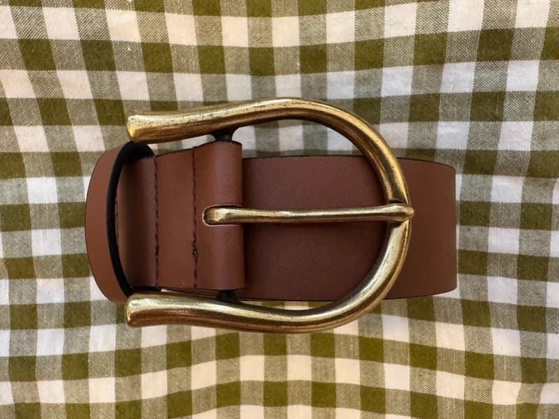 ASOS ASOS Design Brown Faux Leather Belt with Gold Buckle