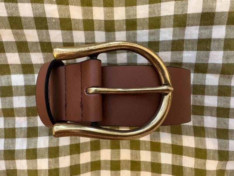 ASOS ASOS Design Brown Faux Leather Belt with Gold Buckle - 1