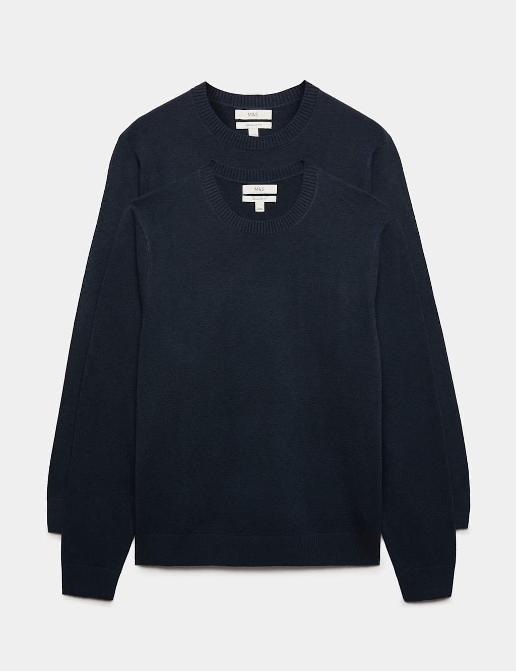 M&S 2 Pack Air Yarn Crew Neck Jumpers Navy