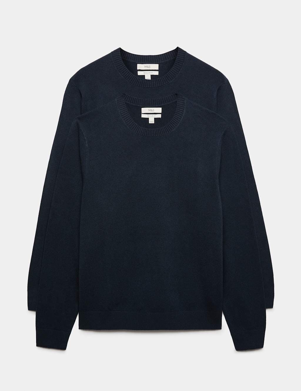 Marks & Spencer M&S 2 Pack Air Yarn Crew Neck Jumpers Navy