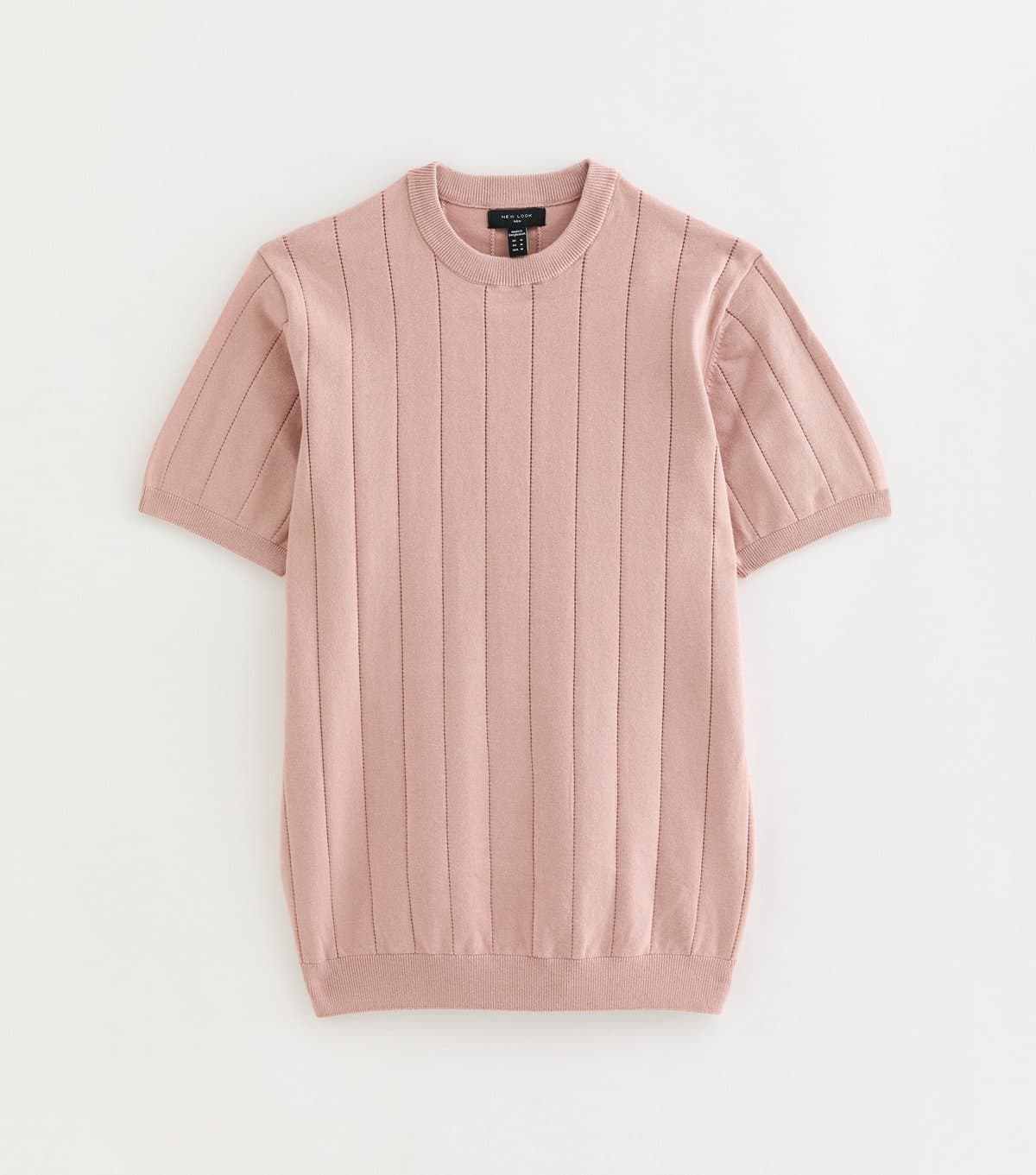 New Look New Look Pink Pointelle Crew Neck Short Sleeve Top
